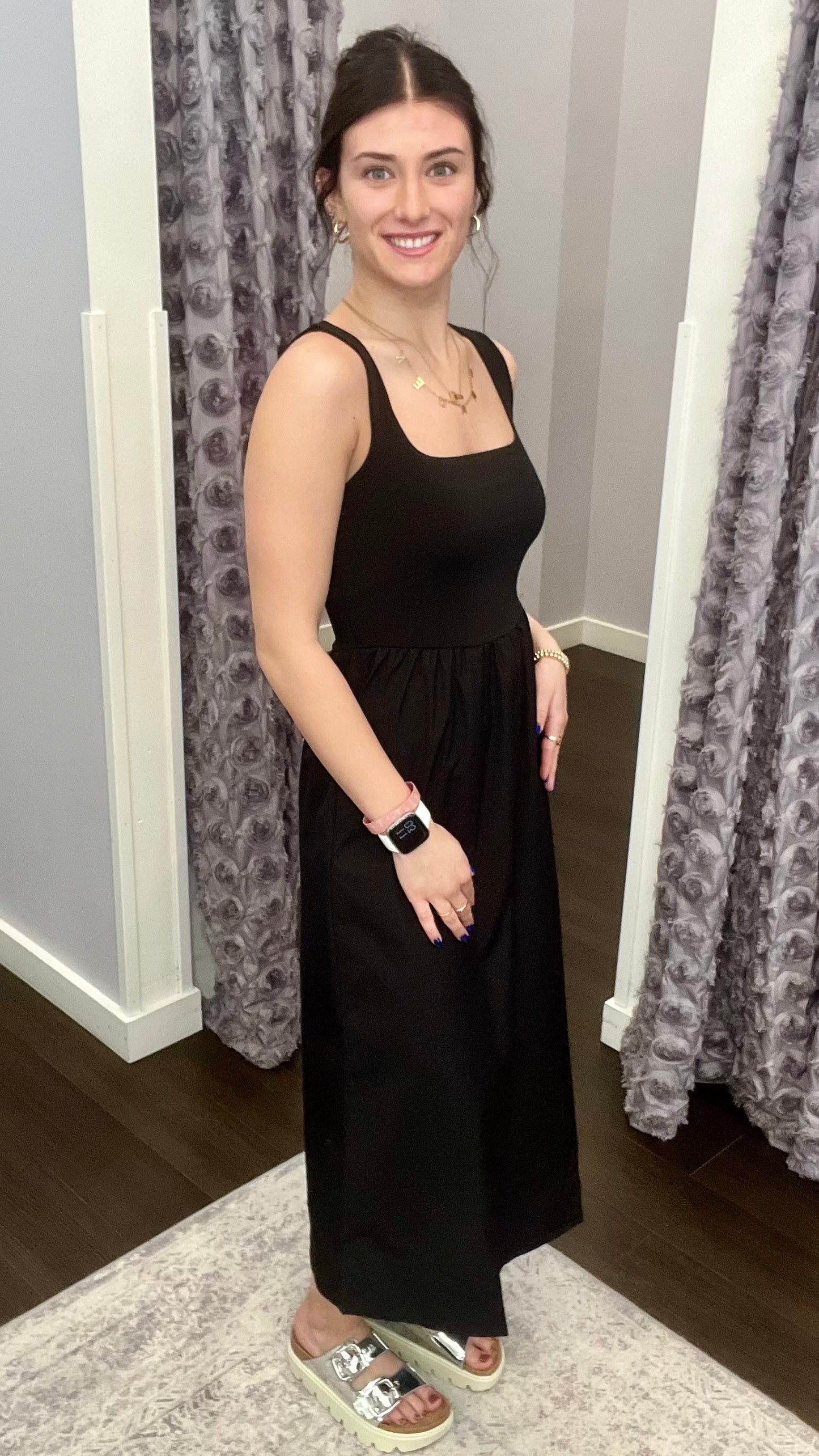 Midnight Grace Midi Dress in Black by Dex