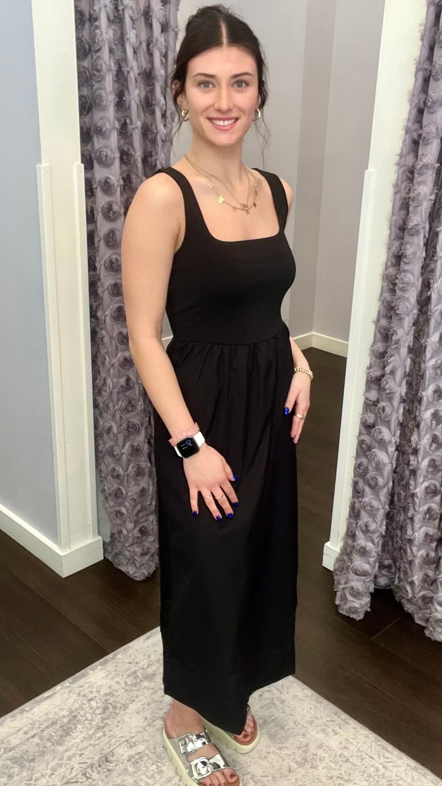 Midnight Grace Midi Dress in Black by Dex