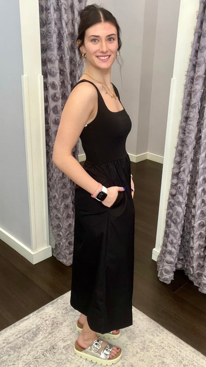 Midnight Grace Midi Dress in Black by Dex