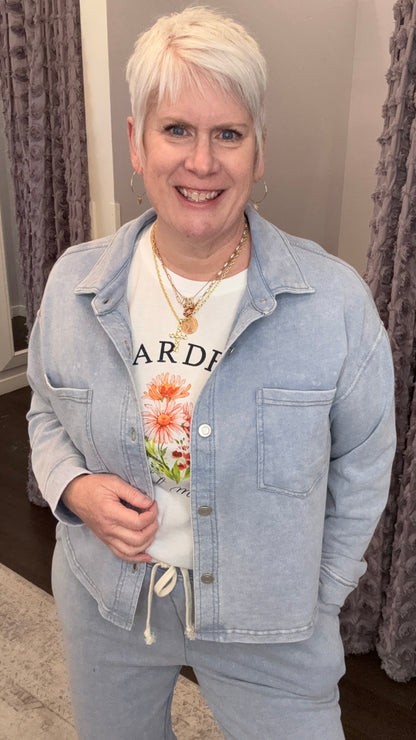 Comfy & Collected Knit Top in Washed Light Blue by Dex