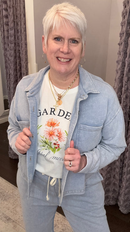 Comfy & Collected Knit Top in Washed Light Blue by Dex