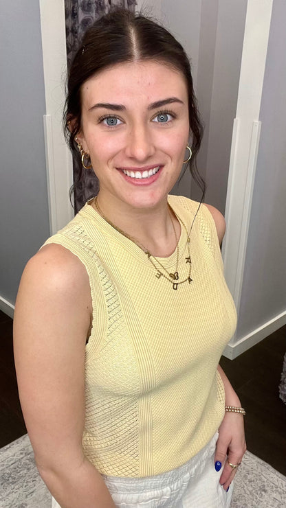 Sunshine Sweater Tank in Lemon Butter by Dex