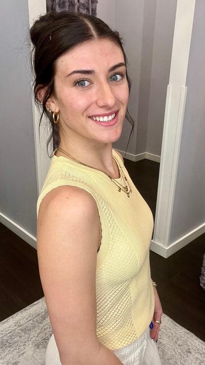 Sunshine Sweater Tank in Lemon Butter by Dex
