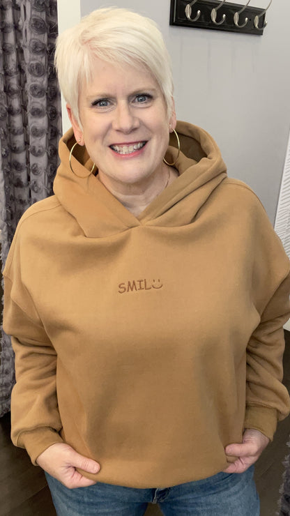 Smile Embroidered Fleece Hoodie