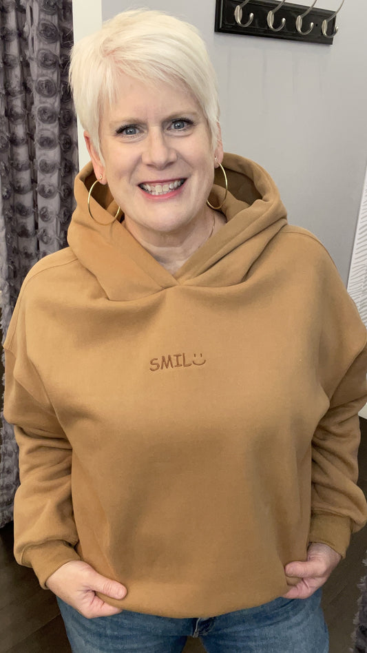 Smile Embroidered Fleece Hoodie