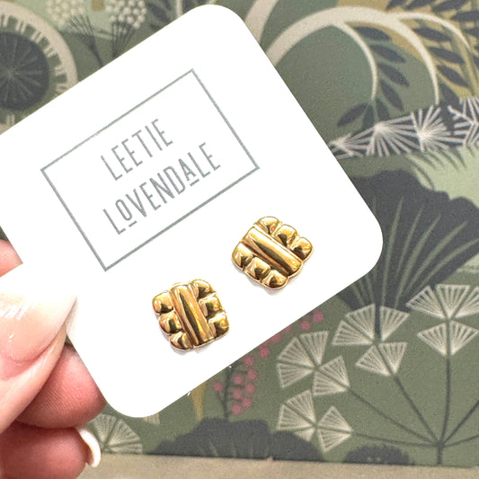 Rich Lady Geometry - Deadstock Gold Stud Earrings