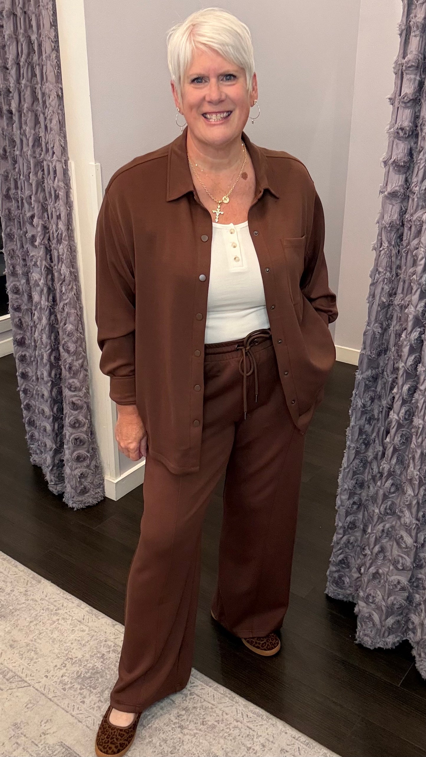 Sweet Escape Scuba Pants in Milk Chocolate by Dex