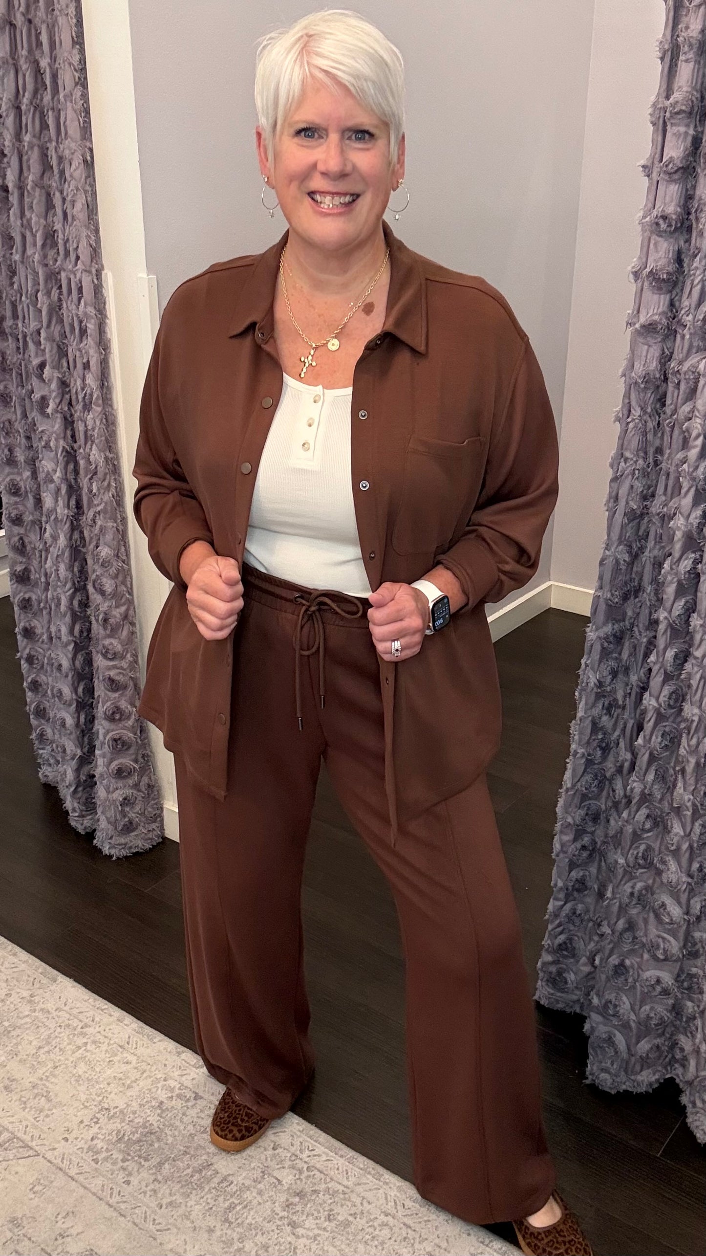 Sweet Escape Scuba Pants in Milk Chocolate by Dex