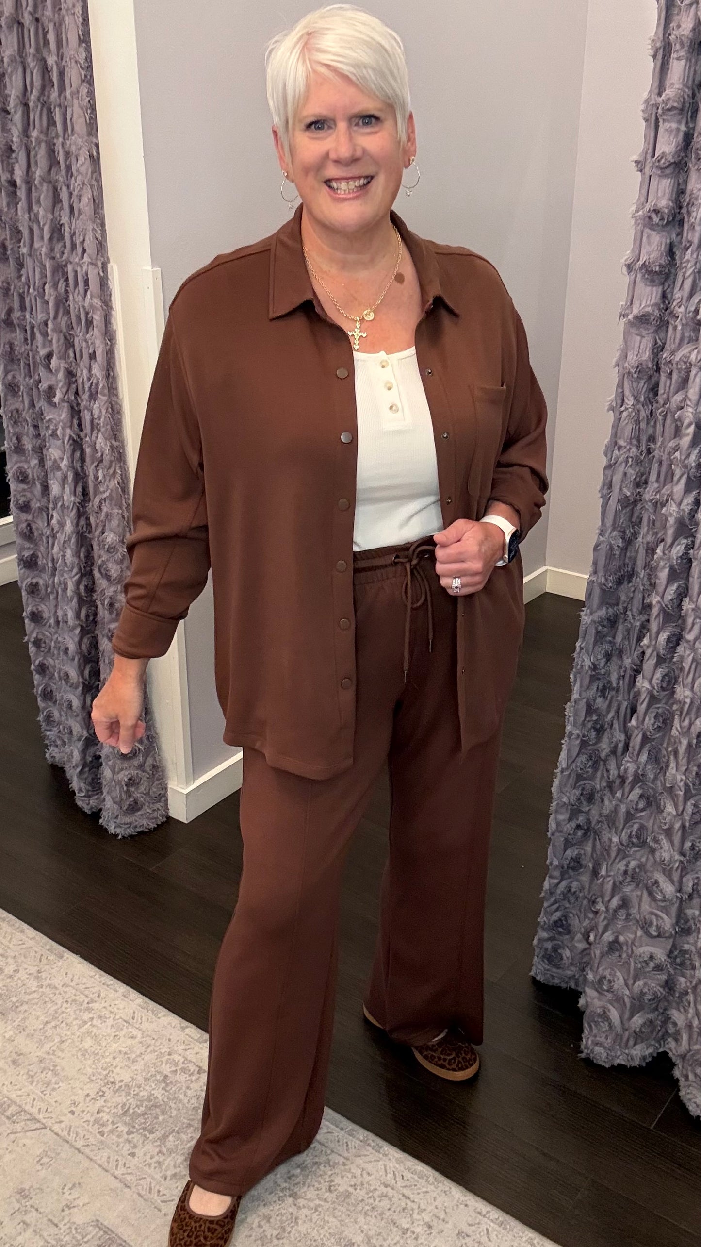 Sweet Escape Scuba Pants in Milk Chocolate by Dex