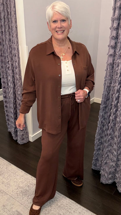 Sweet Escape Scuba Pants in Milk Chocolate by Dex