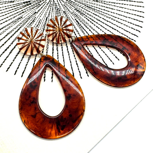 Tortoise Teardrop Donut Earrings