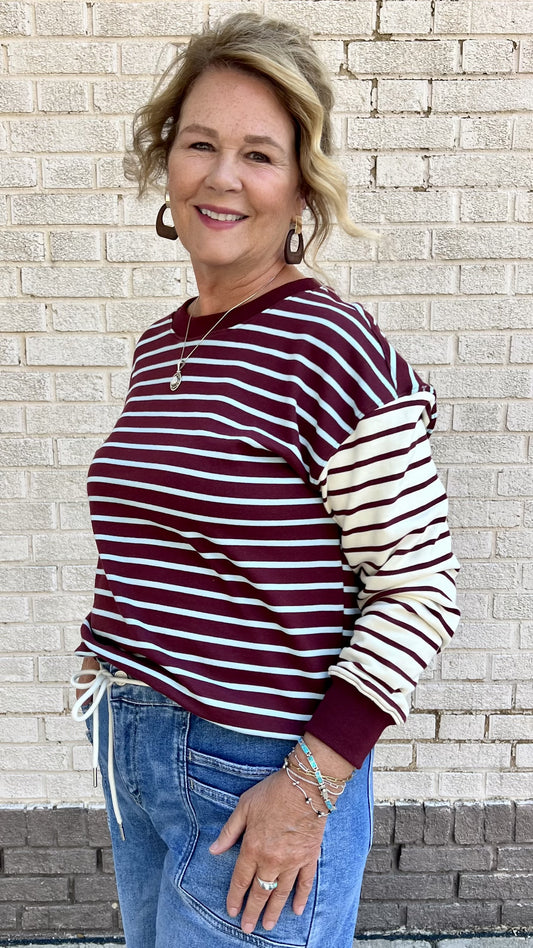 Berry & Sky Striped Pullover