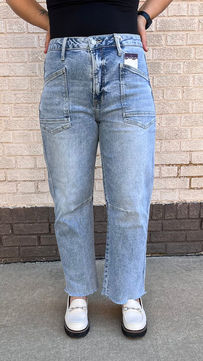 Super High Rise Barrel Jeans in Heroine by Vervet