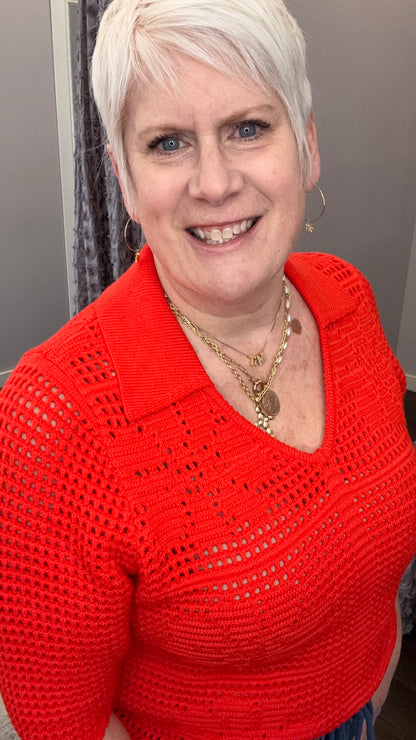 Glow Getter Open Knit Top by THML