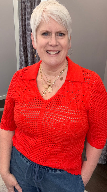 Glow Getter Open Knit Top by THML