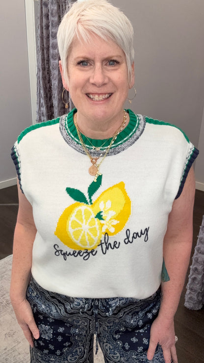 Squeeze The Day Sweater Top by Skies Are Blue