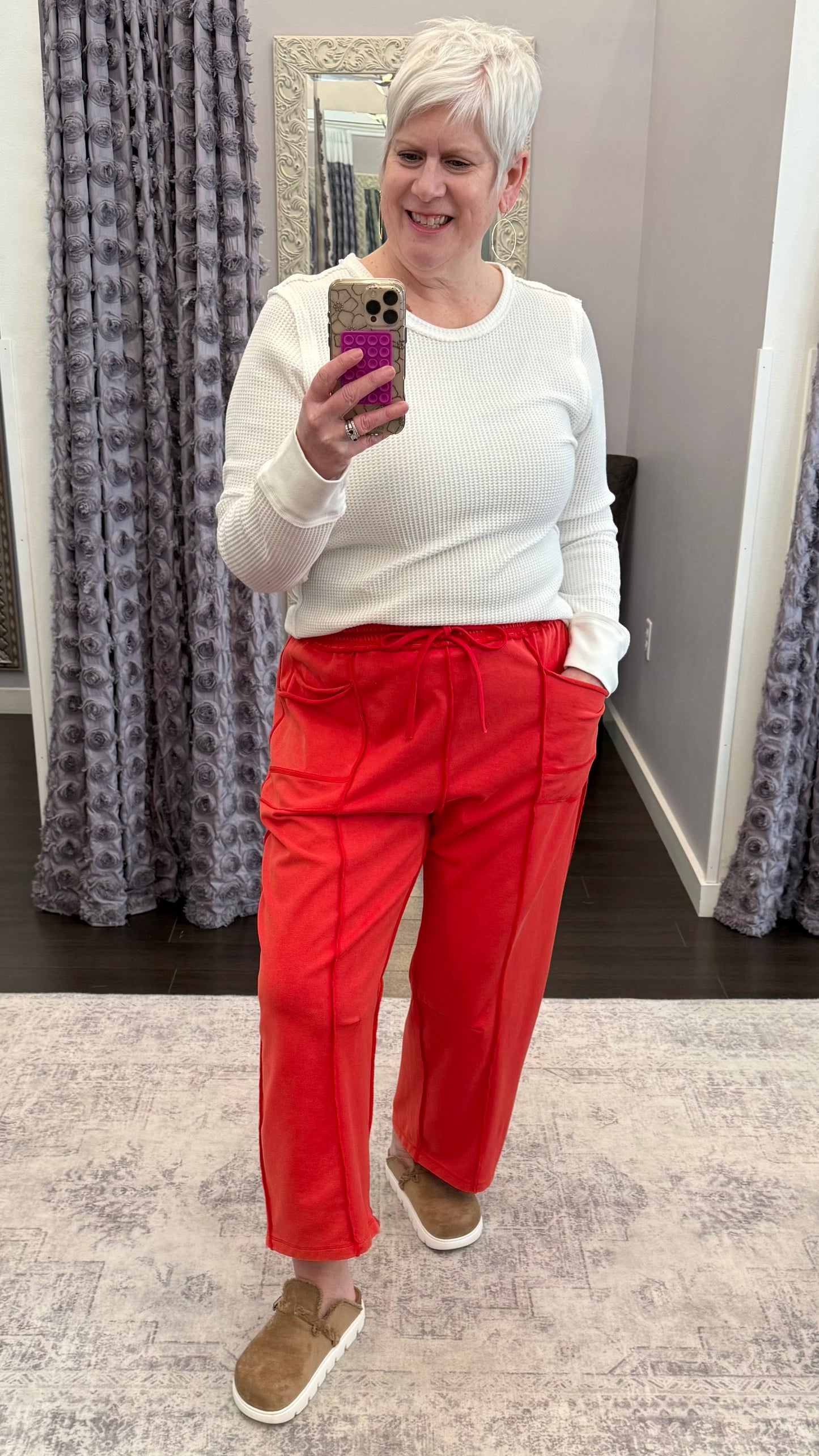 Cozy Cool French Terry Barrel Leg Joggers