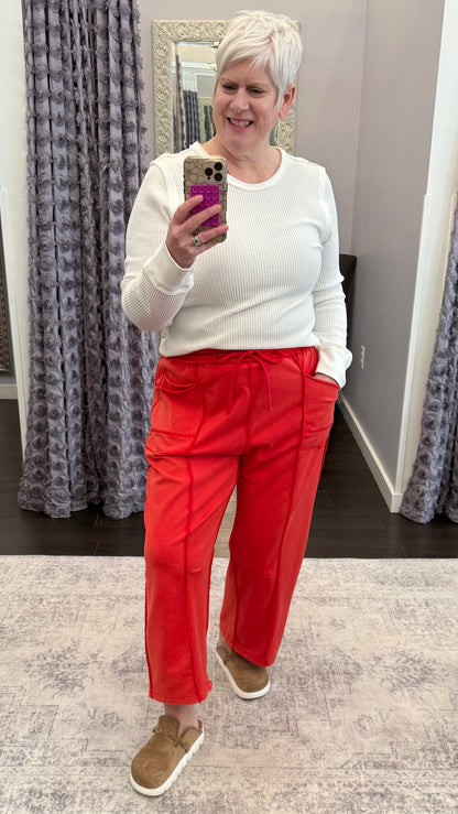 Cozy Cool French Terry Barrel Leg Joggers