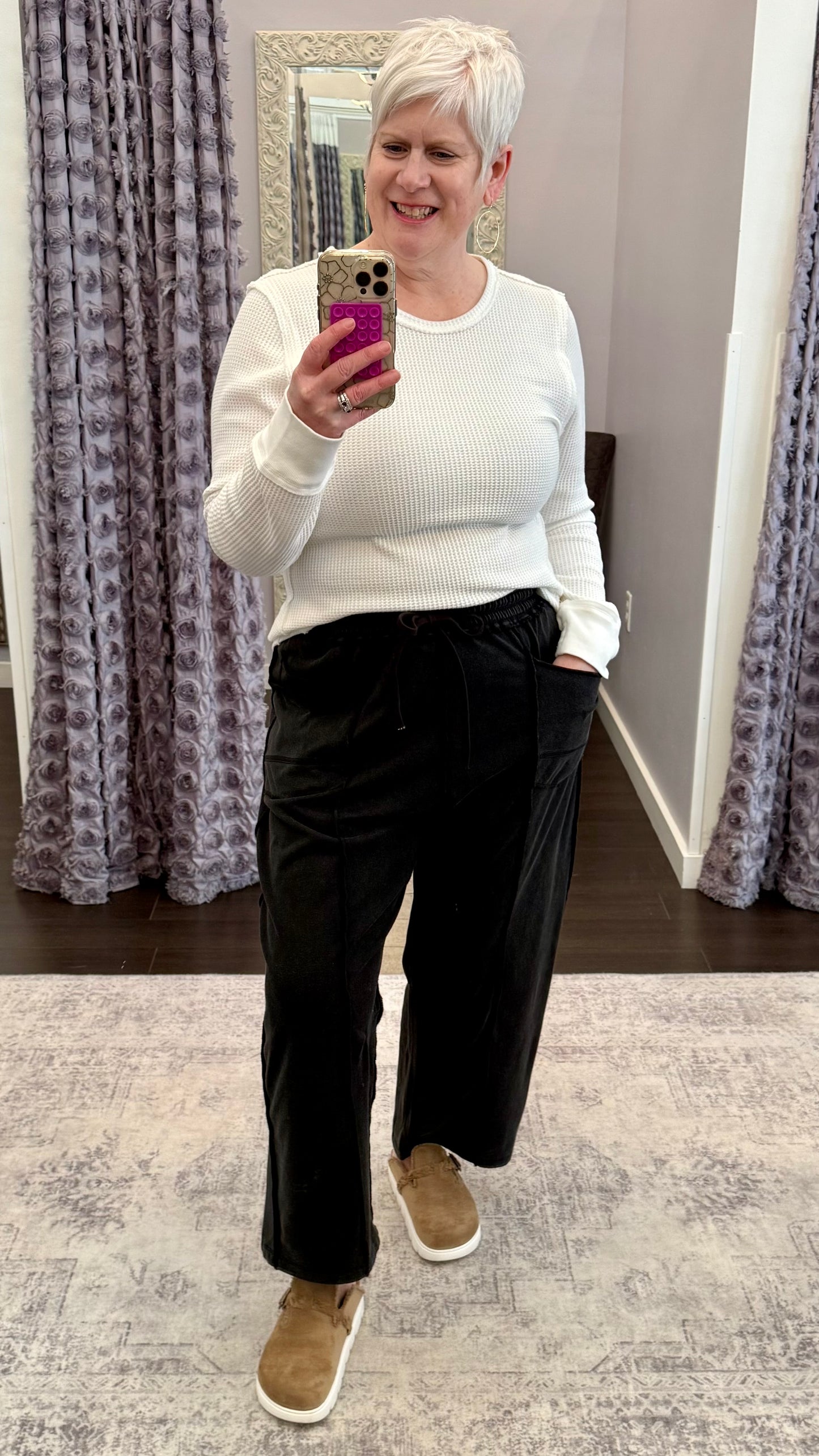 Cozy Cool French Terry Barrel Leg Joggers