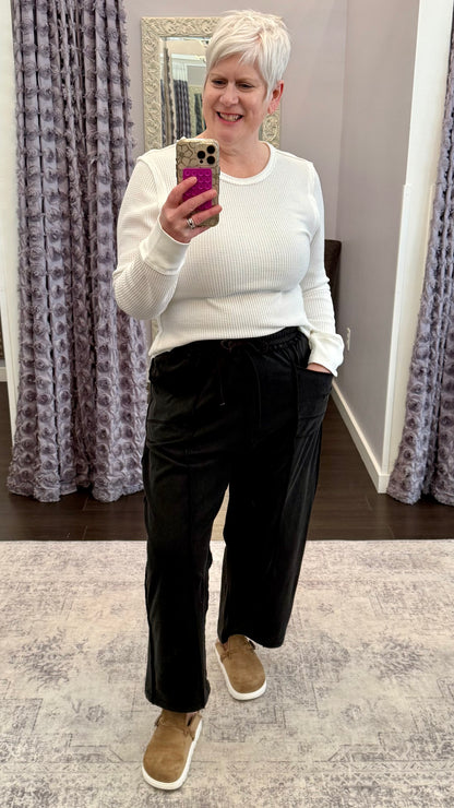 Cozy Cool French Terry Barrel Leg Joggers