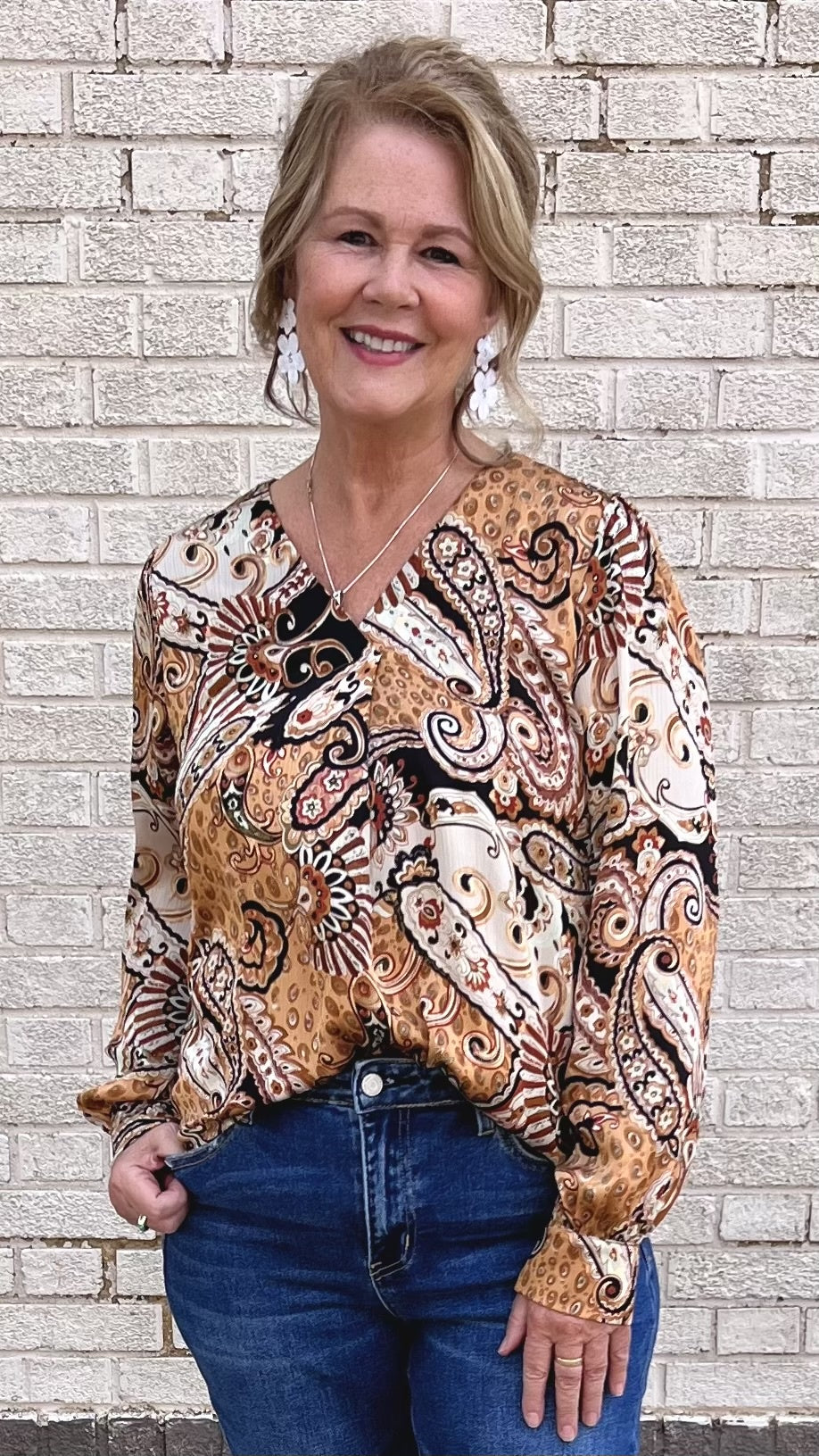 Paisley Print Long Sleeve Top