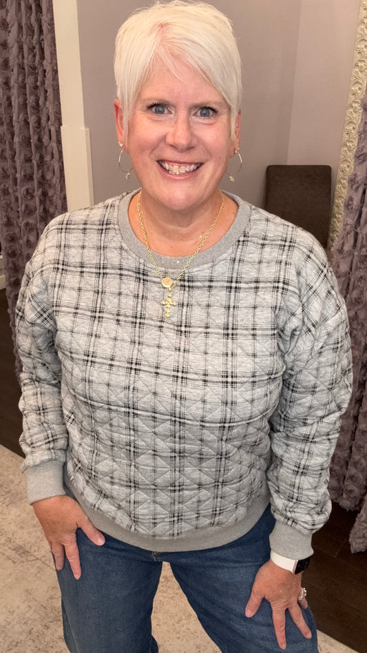Plaid About You Quilted Sweatshirt