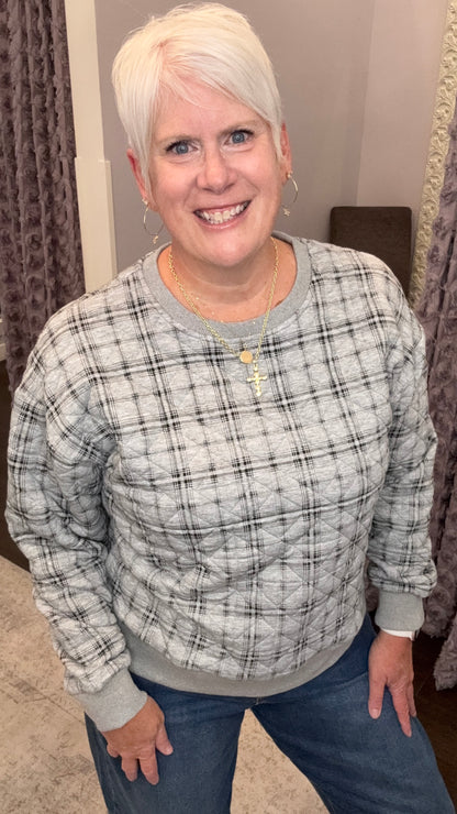 Plaid About You Quilted Sweatshirt