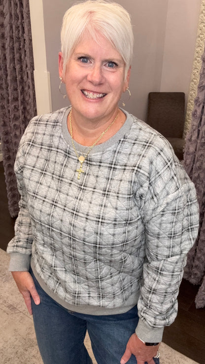 Plaid About You Quilted Sweatshirt