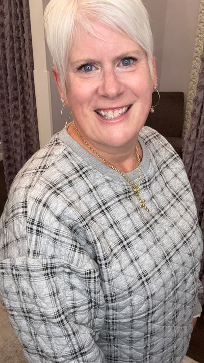Plaid About You Quilted Sweatshirt