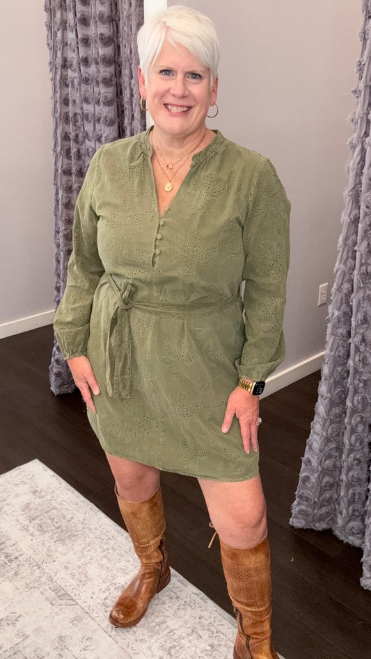 Christine Dress in Vetiver by Dear John