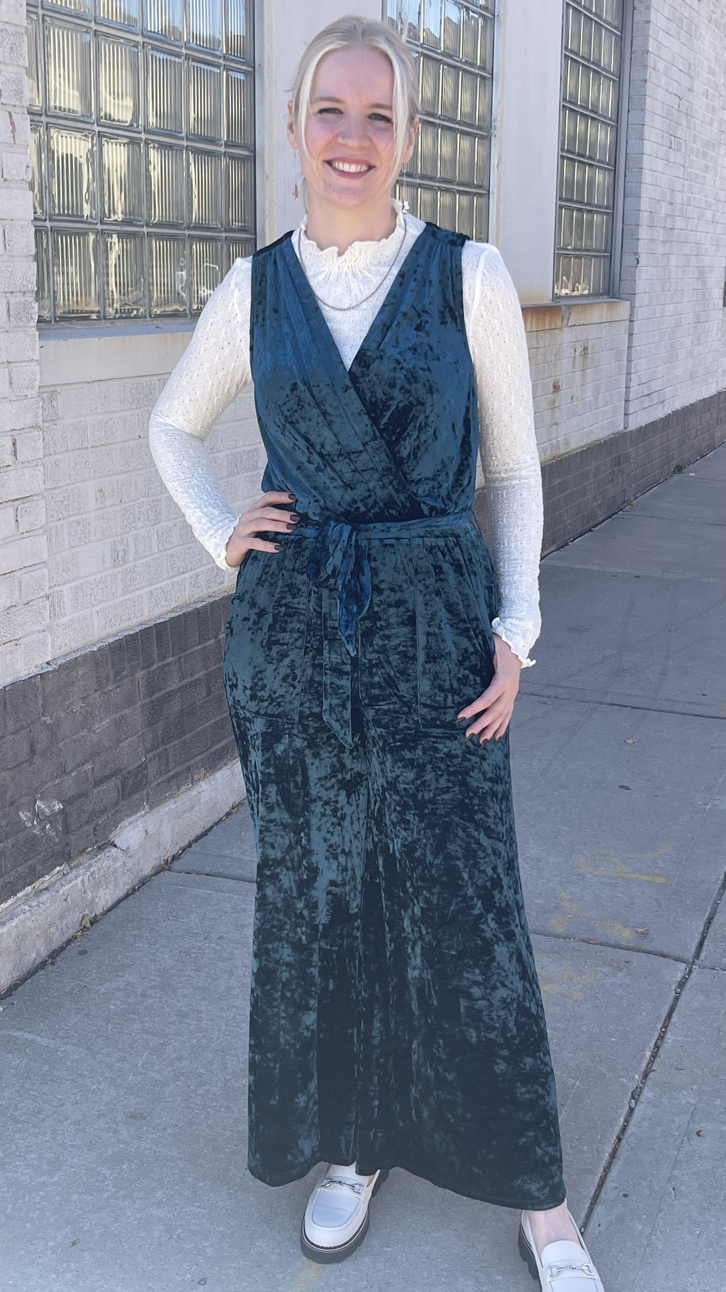 Deep Emerald Velvet Jumpsuit