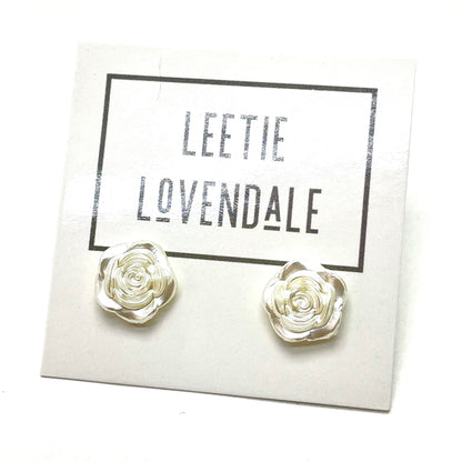 pearl flower studs
