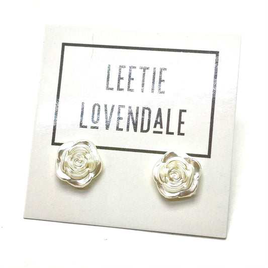 pearl flower studs