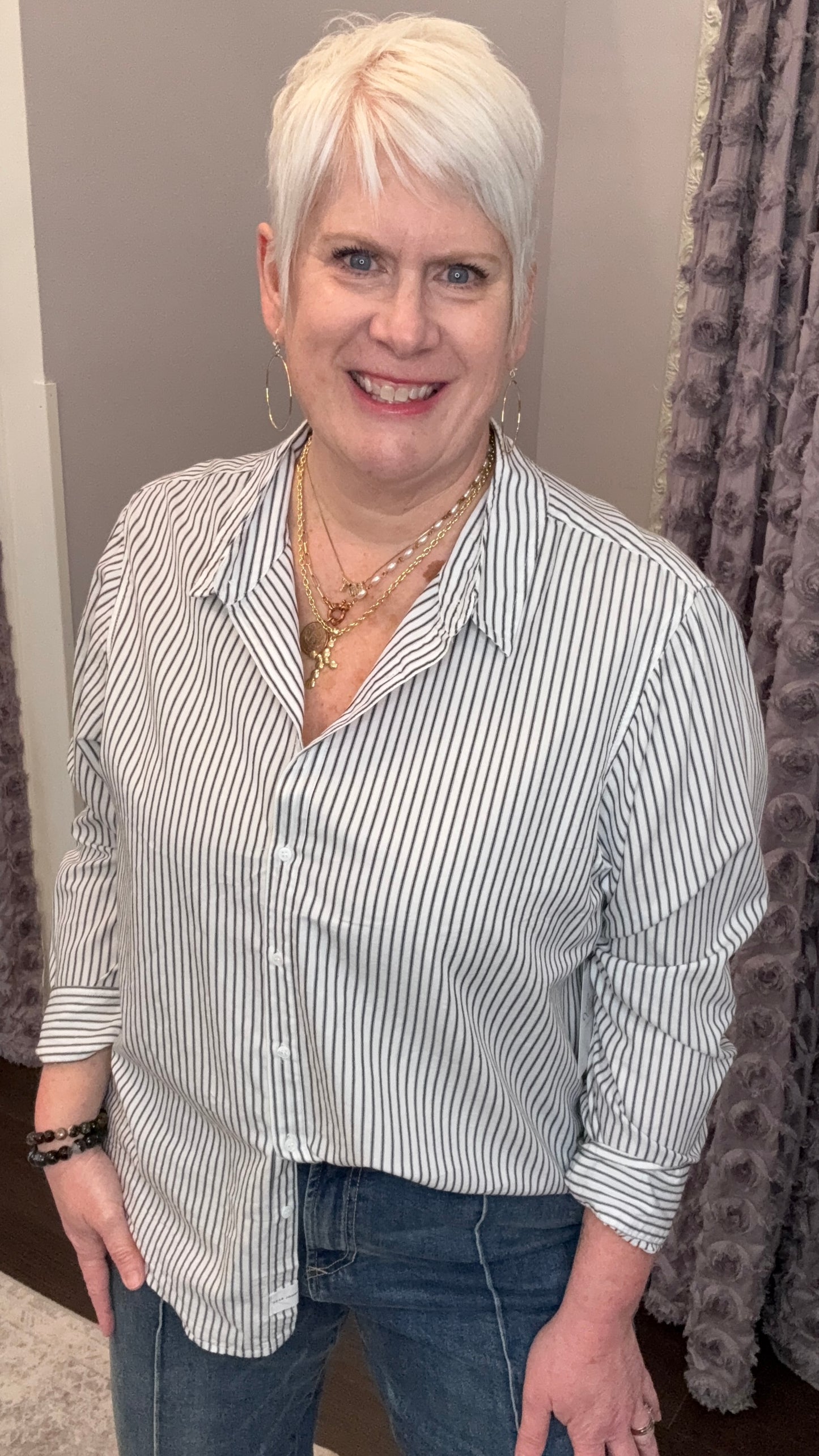 Lolita Top in Dark Gull Stripe by Dear John