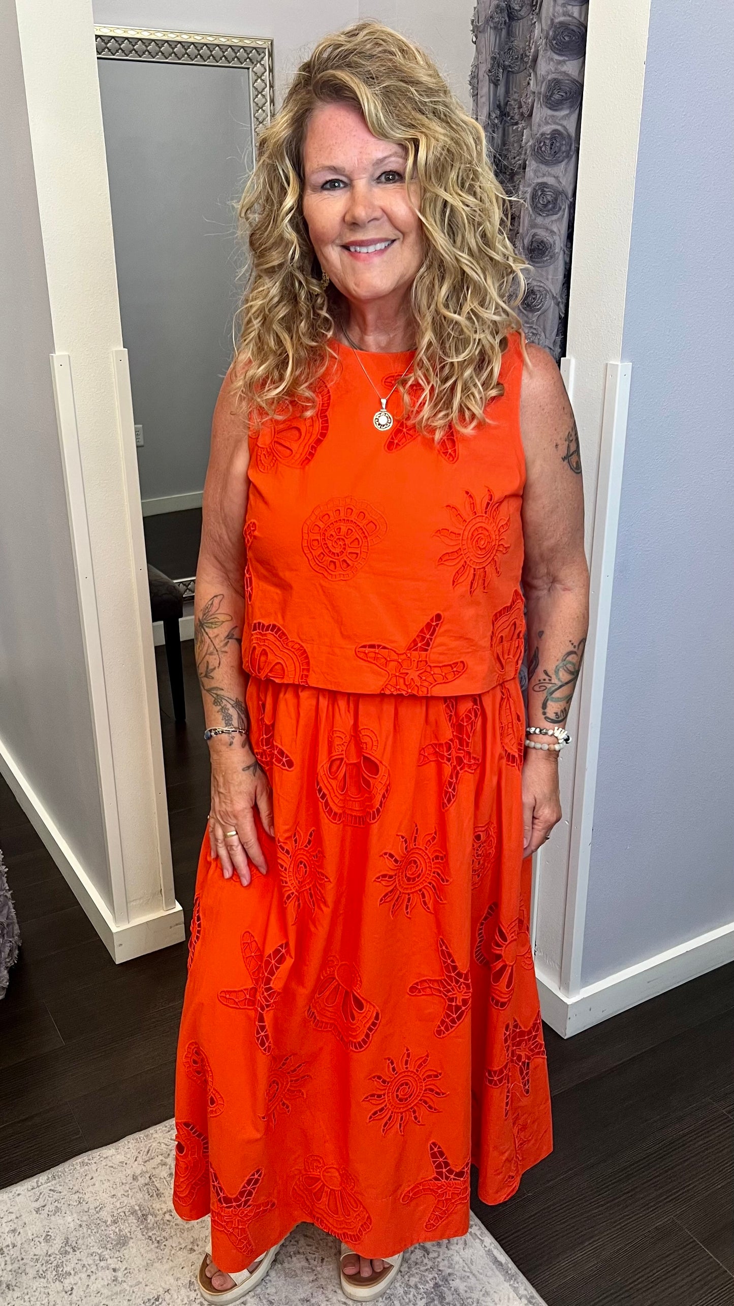 Coral Coast Midi Skirt by Skies Are Blue