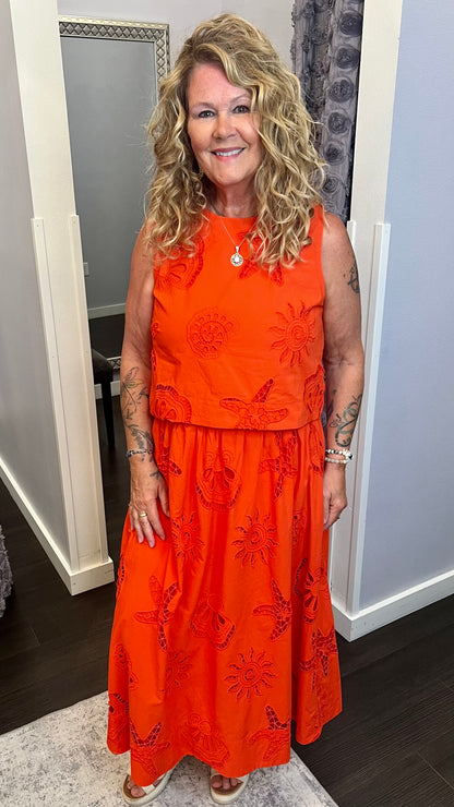 Coral Coast Midi Skirt by Skies Are Blue
