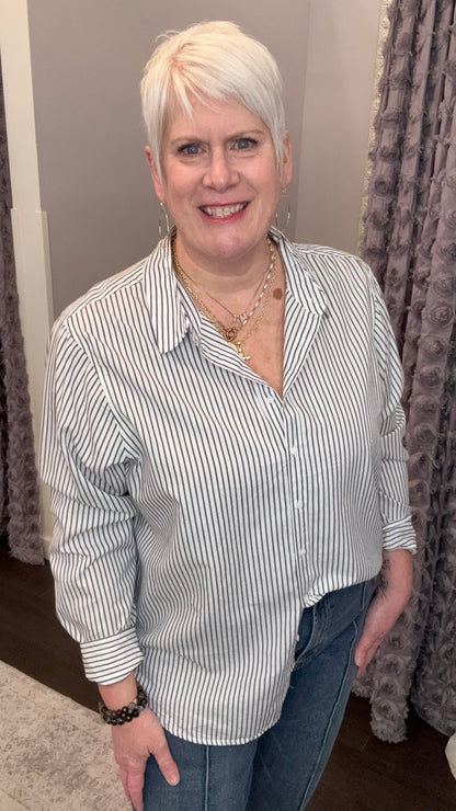 Lolita Top in Dark Gull Stripe by Dear John