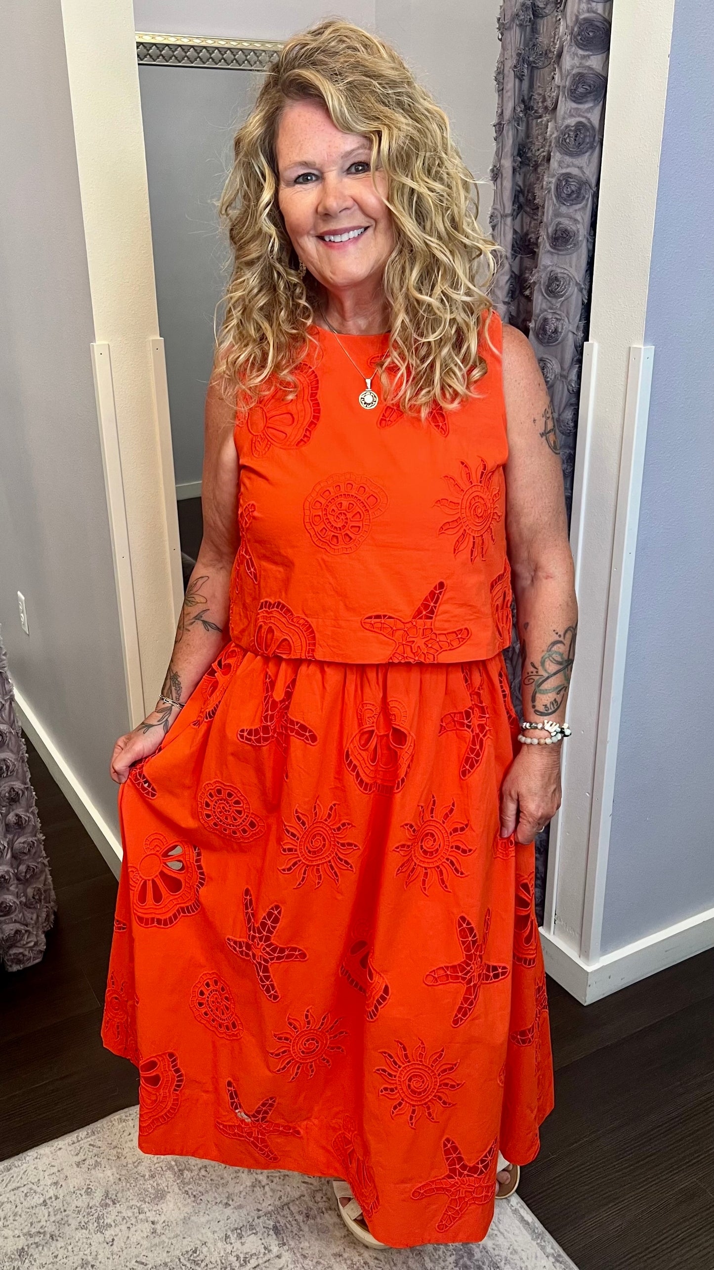 Coral Coast Midi Skirt by Skies Are Blue