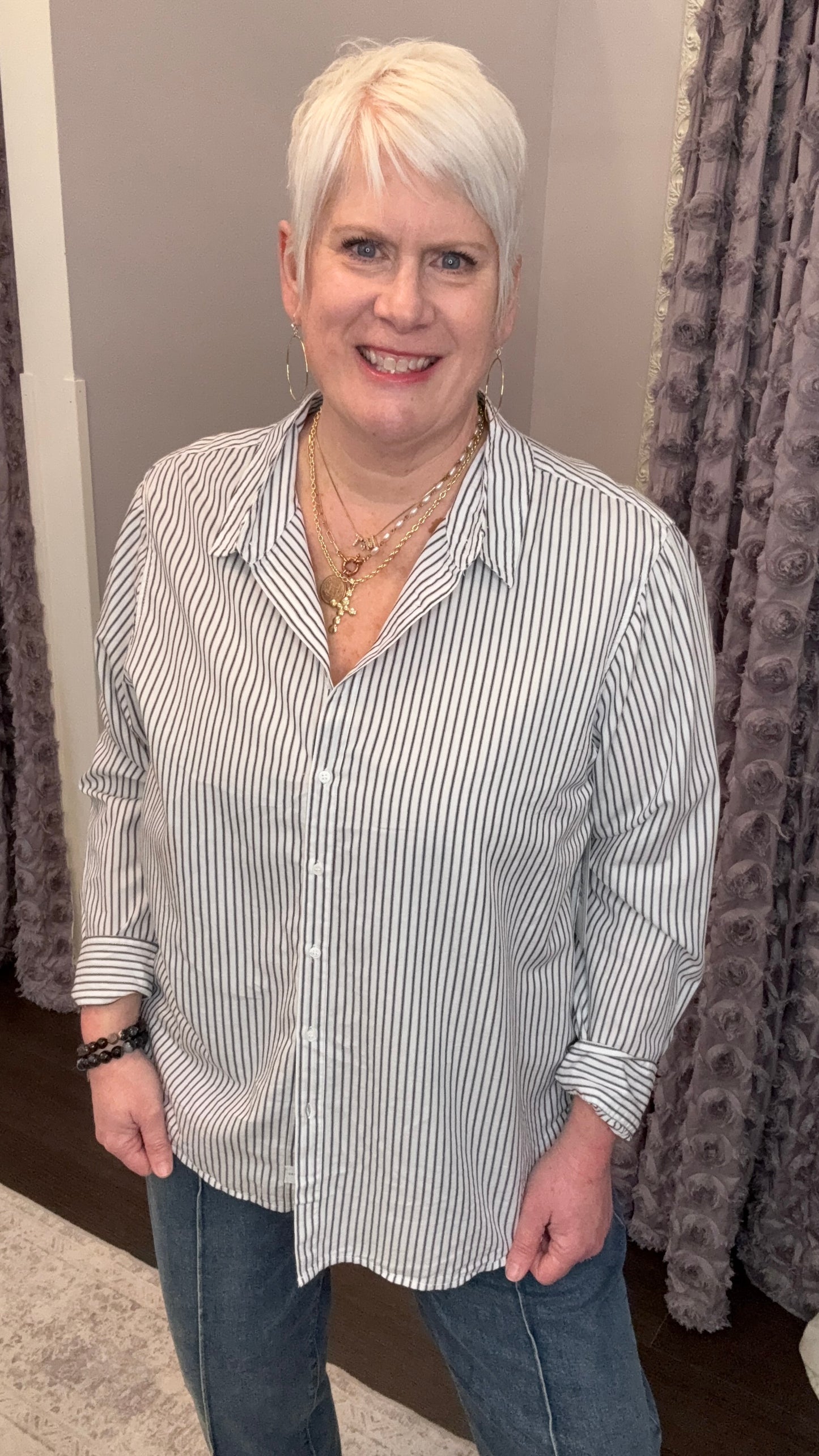 Lolita Top in Dark Gull Stripe by Dear John