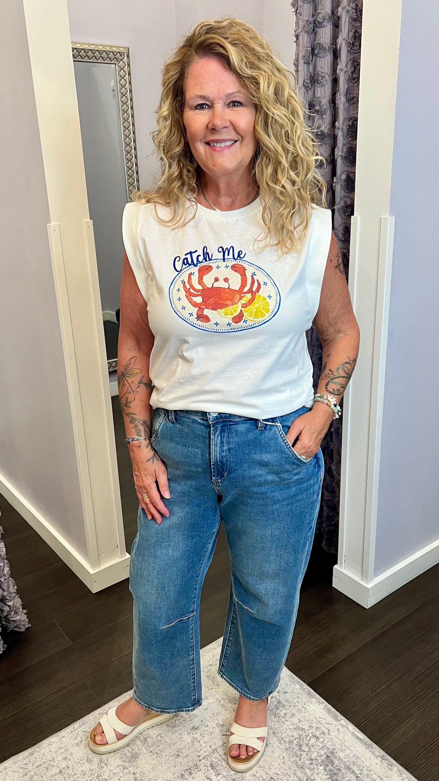 Catch Me Muscle Tee by Skies Are Blue