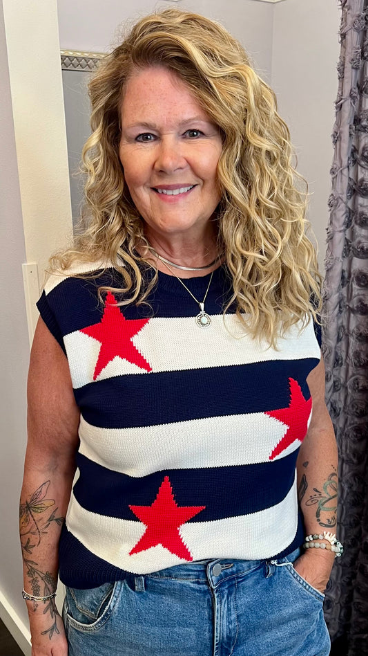 Freedom Rings Sweater Top by Skies Are Blue