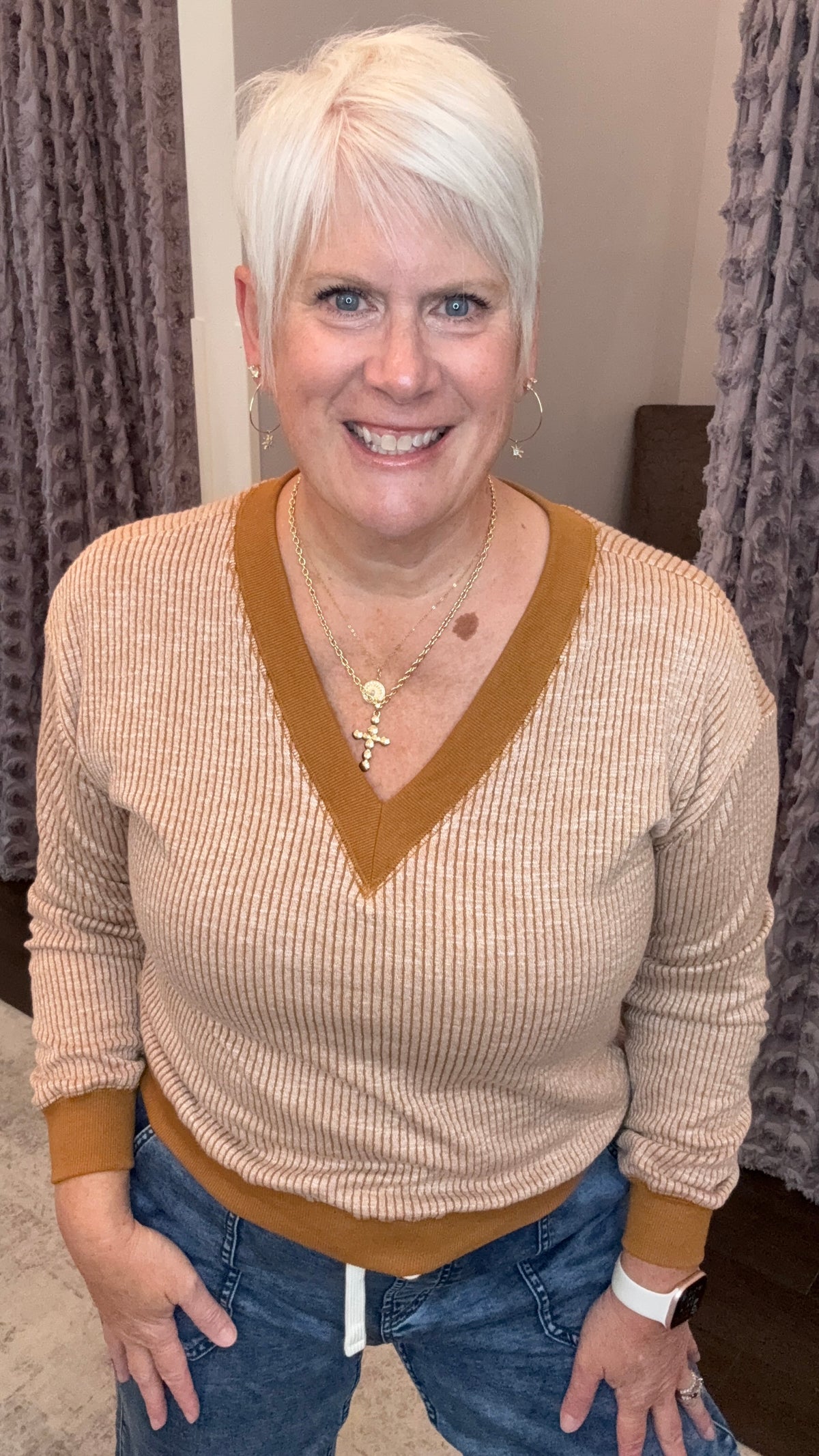 Casually Chic Ribbed Pullover in Camel