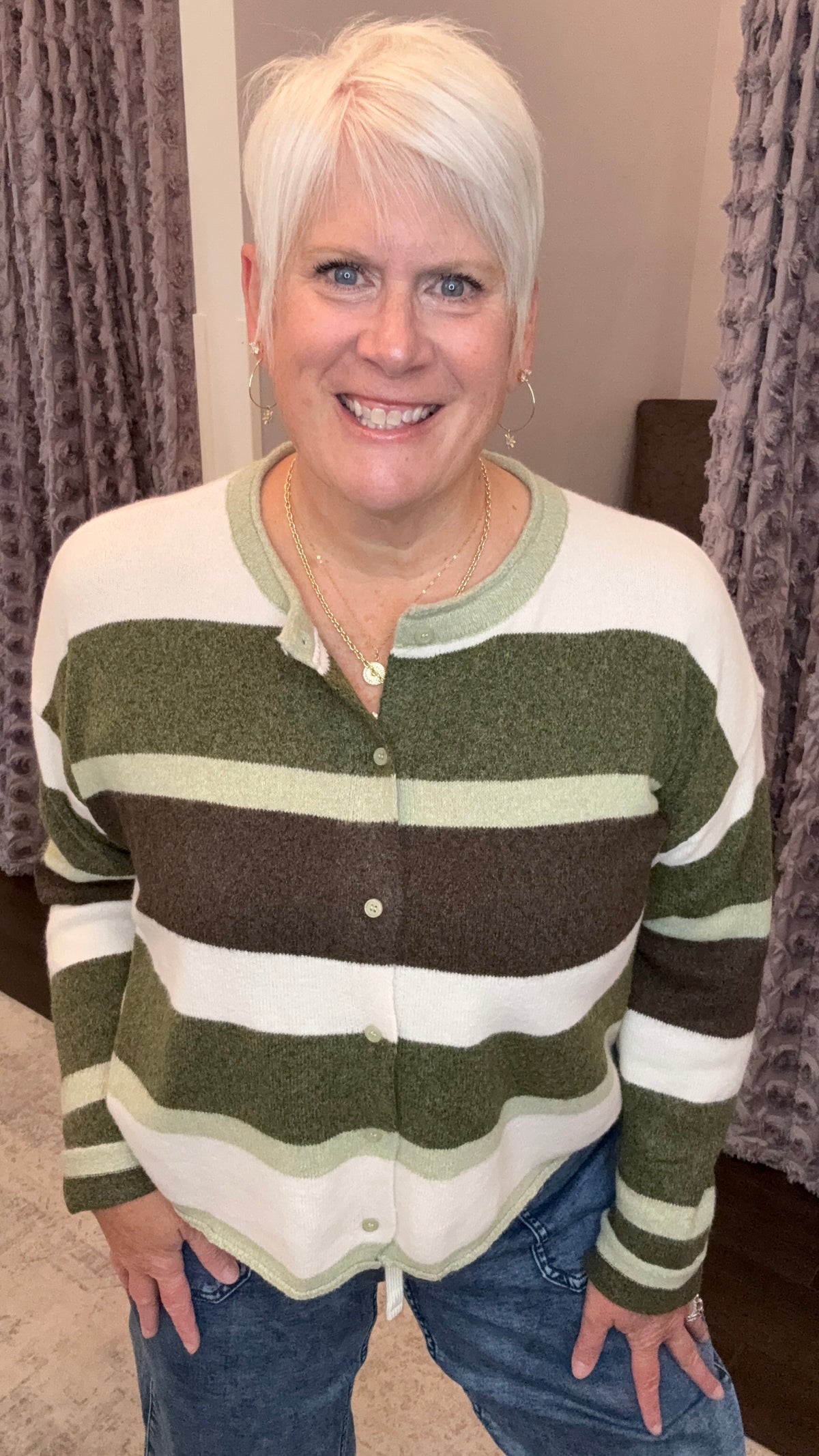 Olive You More Striped Cardigan