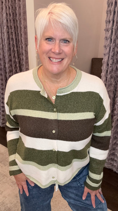 Olive You More Striped Cardigan