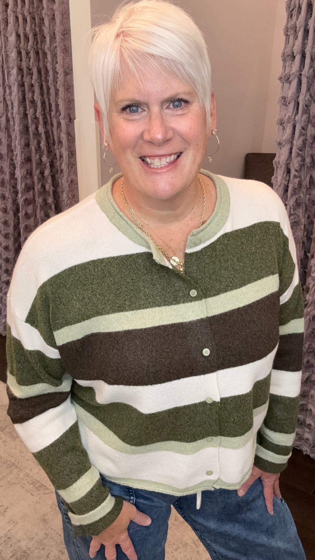 Olive You More Striped Cardigan