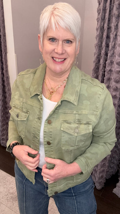 Ainsley Denim Jacket in Riviera Camo by Dear John