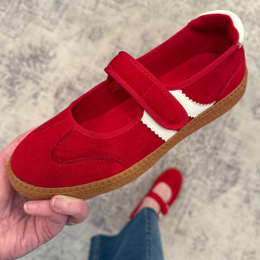 Calm Down Mary Jane Sneaker in Red by Corkys Footwear