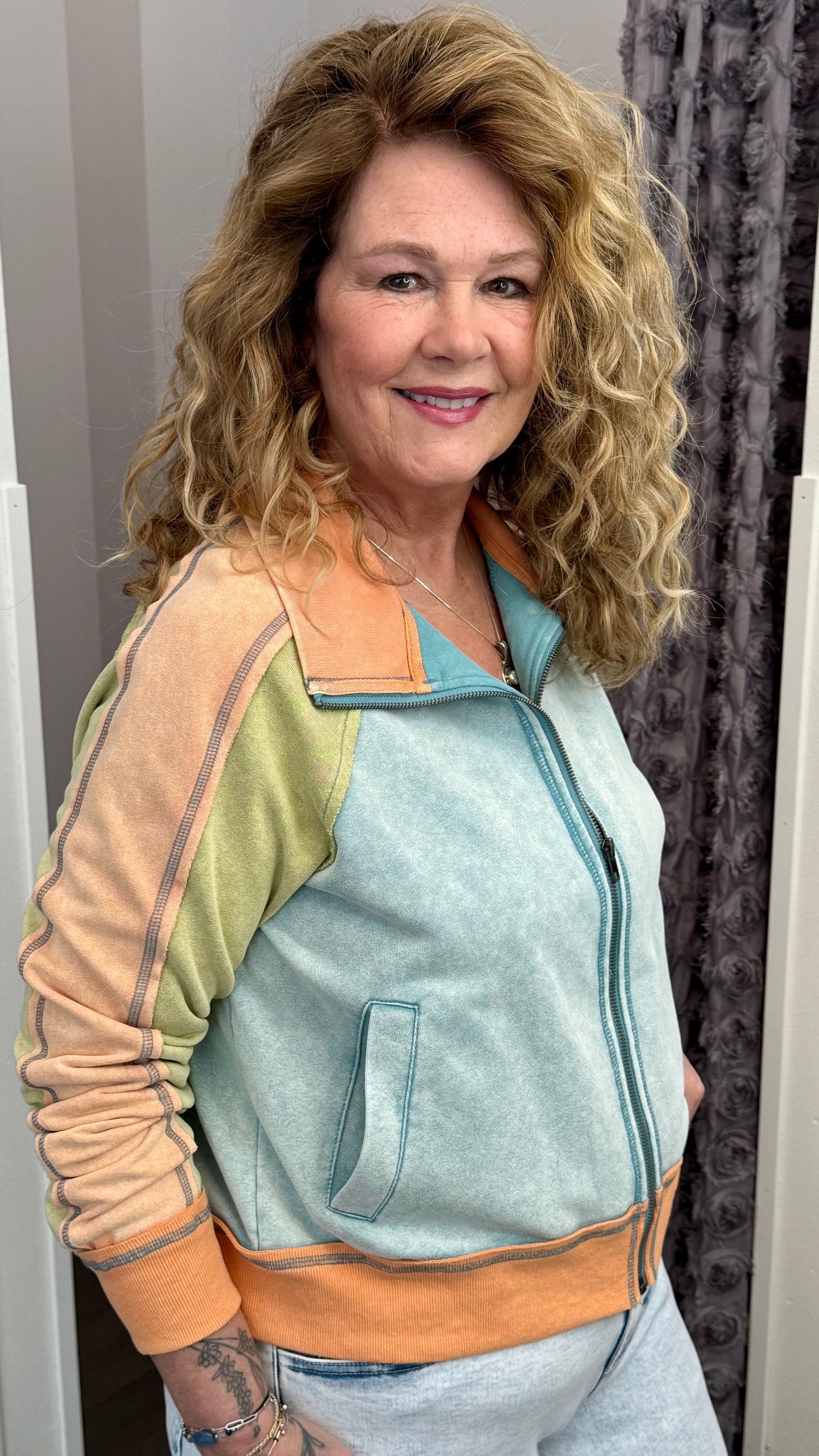 Apricot Drift Zip-Up by Mystree