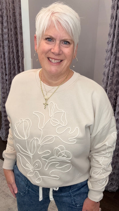 Quietly Blooming Sweatshirt in Ivory by Dex