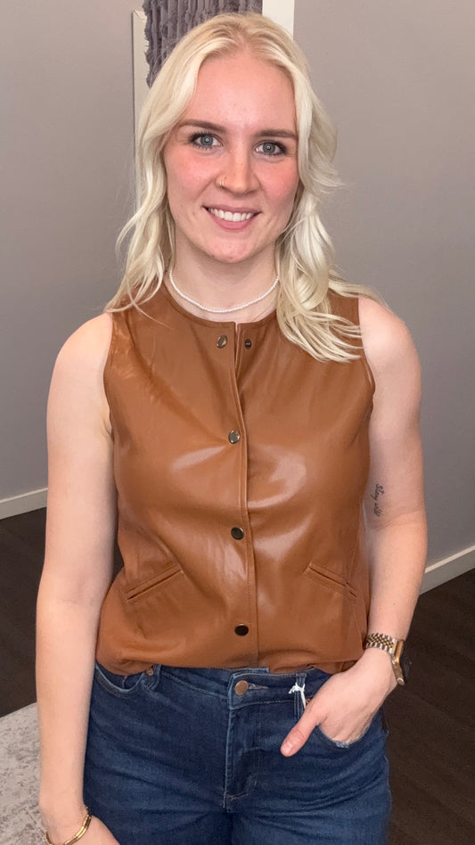 Downtown Edge Faux Leather Vest